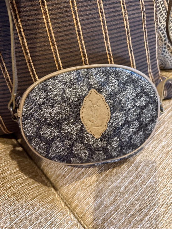 Yves Saint Laurent Handbags - Yves Saint Laurent Black and Taupe Oval Crossbody Bag ***EXCELLENT CONDITION***